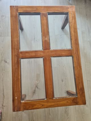 Mesa centro madera cristal