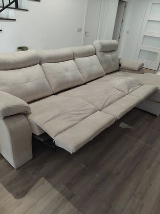 Sofá chaise longue beige 3 plazas