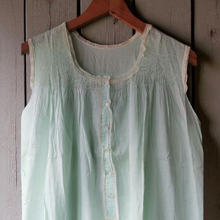 Camisón vintage años 60 en algodón verde menta 