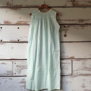 Camisón vintage años 60 en algodón verde menta 