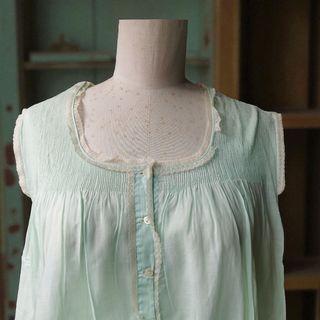 Camisón vintage años 60 en algodón verde menta 