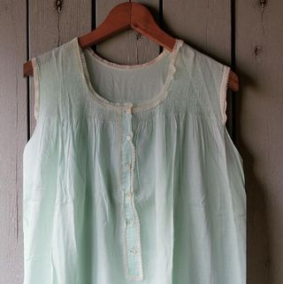 Camisón vintage años 60 en algodón verde menta 