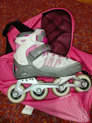 Patines Oxelo Fitness grises y rosas