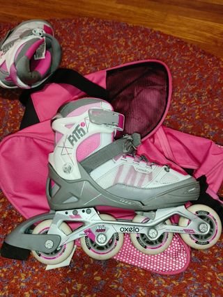 Patines Oxelo Fitness grises y rosas