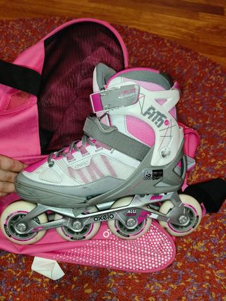 Patines Oxelo Fitness grises y rosas