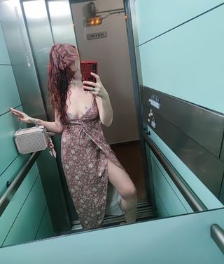 Vestido largo estampado rosa