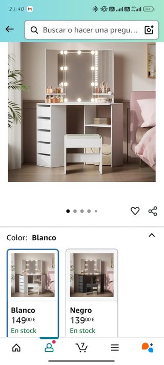 Tocador blanco con espejo