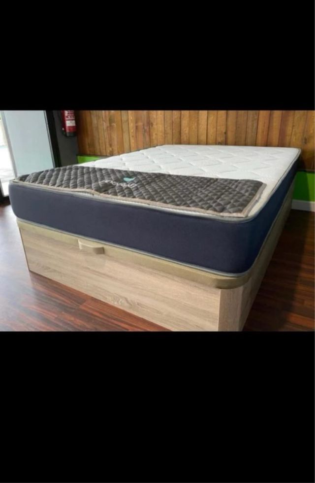 Canapé con colchón, blanco y gris