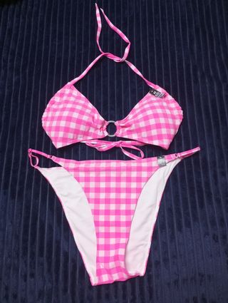 Bikini Etam rosa a cuadros