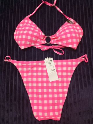 Bikini Etam rosa a cuadros