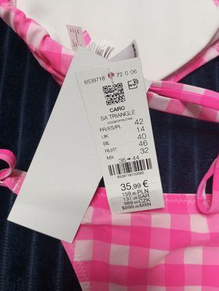 Bikini Etam rosa a cuadros