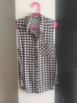 Camisa vichy blanca y negra