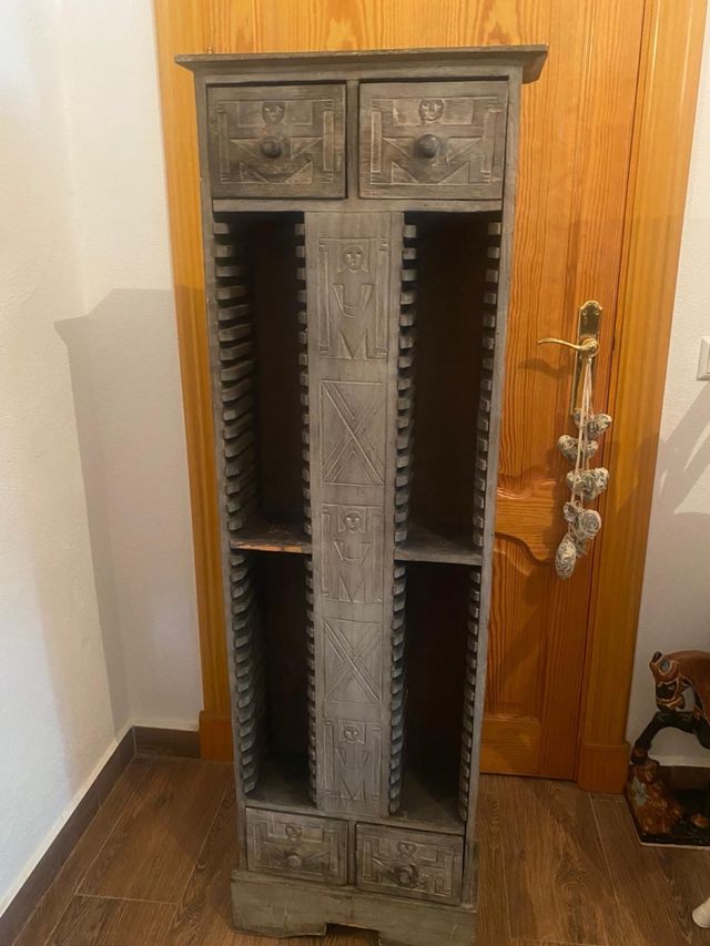 Mueble antiguo CDs - Madera Gris
