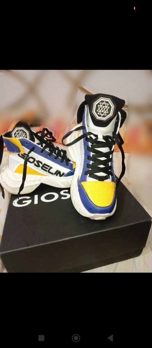 Scarpe Gioselin alte blu e gialle