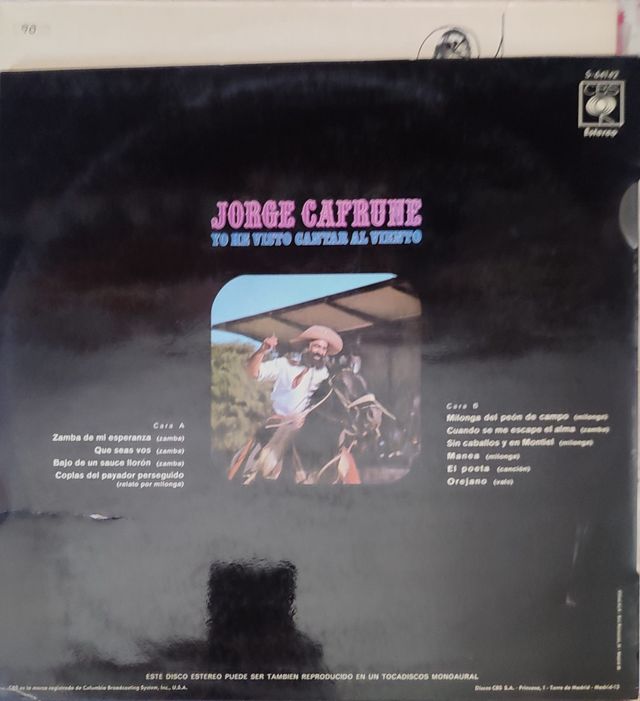 Vinilo Jorge Cafrune - Yo He Visto Cantar al Vient