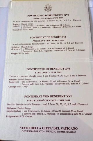 Vaticano 2009: Monedas en estuche