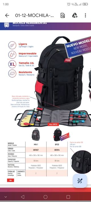 Mochila herramientas Tayg 33L 