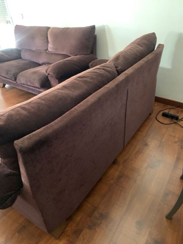 Sofá 3+2 plazas marrón marron tipo berenjena