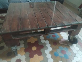 Mesa centro madera-cristal