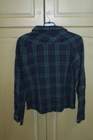 Camicia a quadri blu e verde