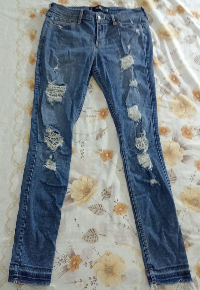 Jeans Rotos Hollister Super Skinny - Mujer