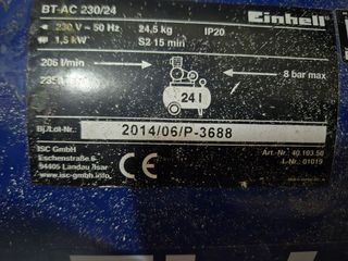 
Compresor Einhell BT-AC 230/24 - 1,5 HP