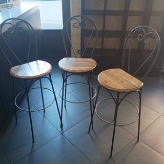 3 Sgabelli ferro battuto legno
