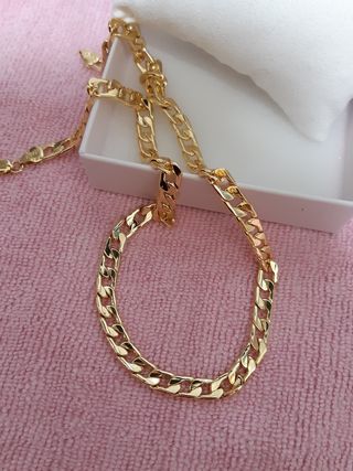 Cadena cubana baño de oro 750 ITALY, 50cm/7mm