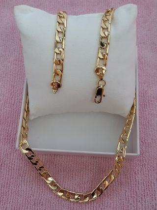 Cadena cubana baño de oro 750 ITALY, 50cm/7mm