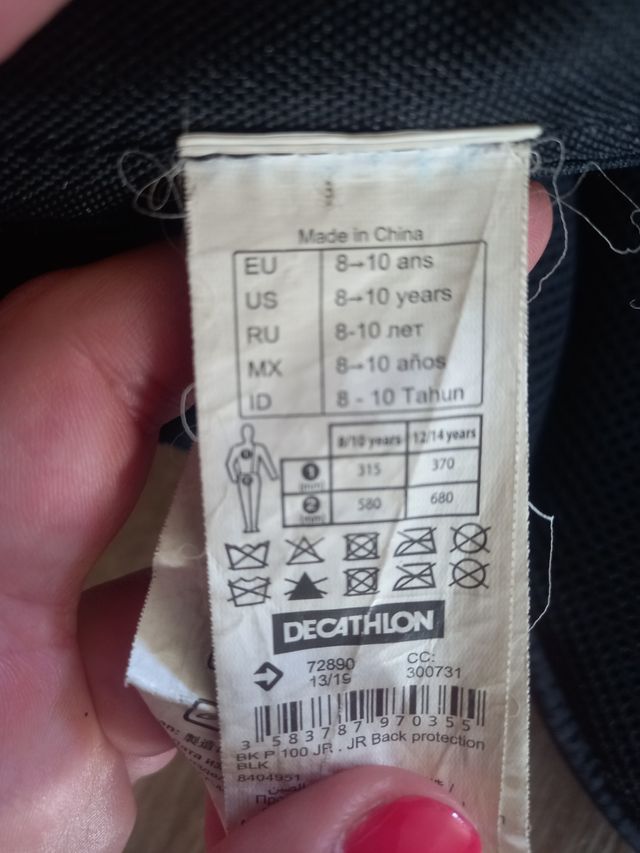 Paraschiena Decathlon Fouganza 8-10 anni