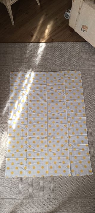 Tessuto cotone pois giallo-bianco