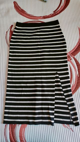 Falda midi rayas Bershka