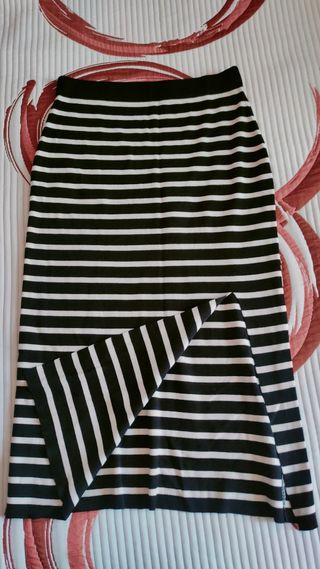 Falda midi rayas Bershka