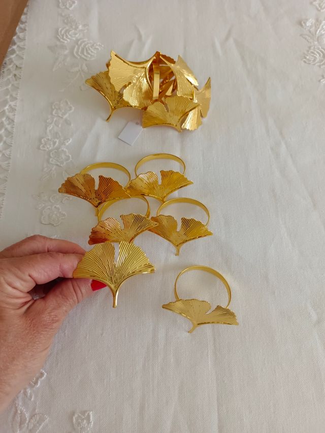 6 o 12 Servilleteros hoja de Ginkgo 