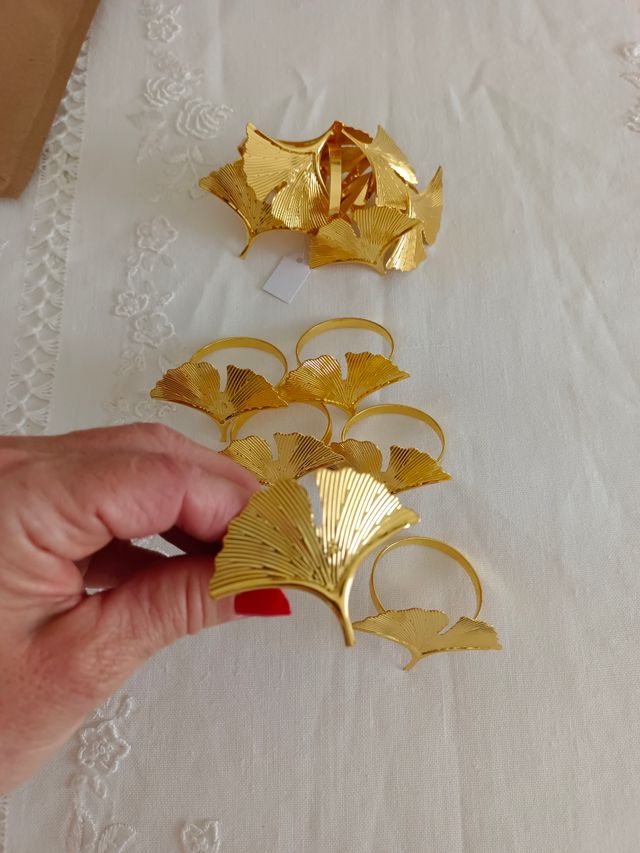 6 o 12 Servilleteros hoja de Ginkgo 
