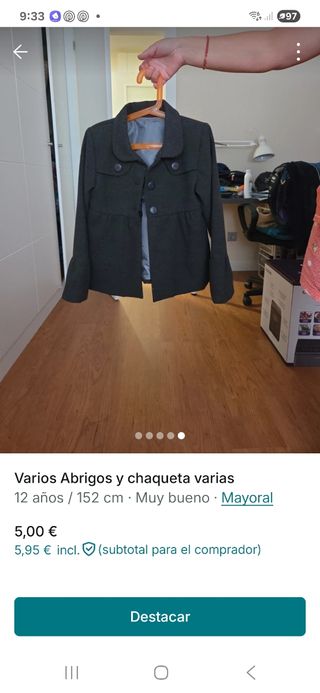Abrigo l niña de 7 a 10 años