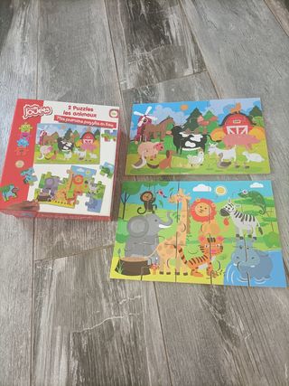 2 Puzzle Animali in Legno