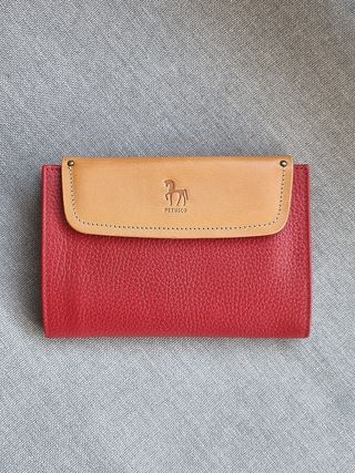 Cartera Petusco Piel Roja y Camel