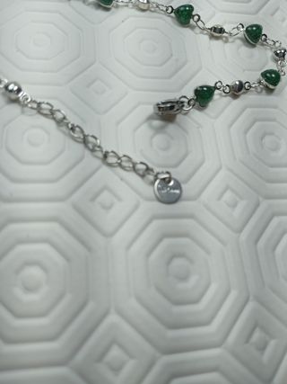 Braccialetto cuore verde colore argento