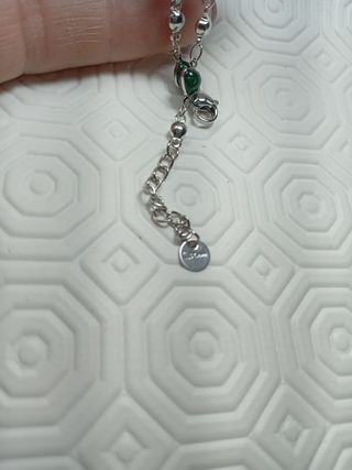Braccialetto cuore verde colore argento