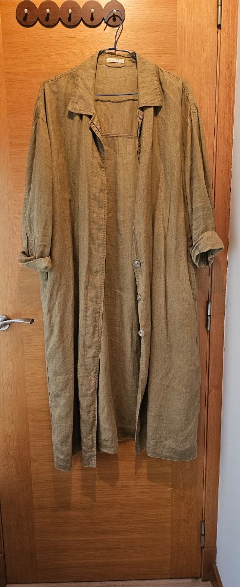 Camisa lino larga - Verde oliva