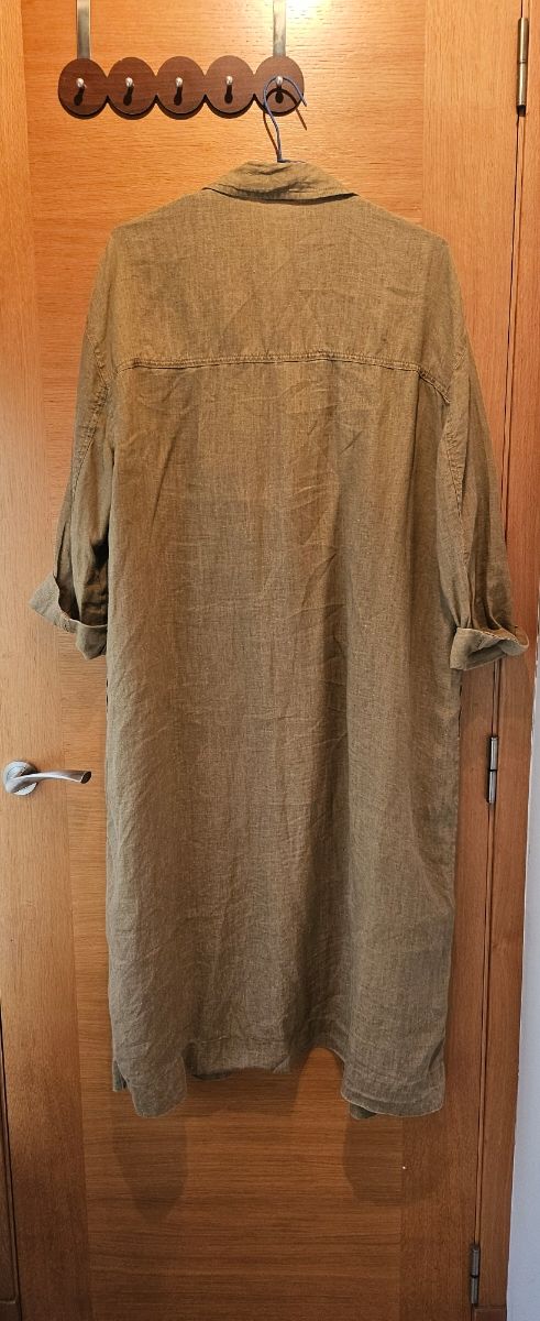 Camisa lino larga - Verde oliva