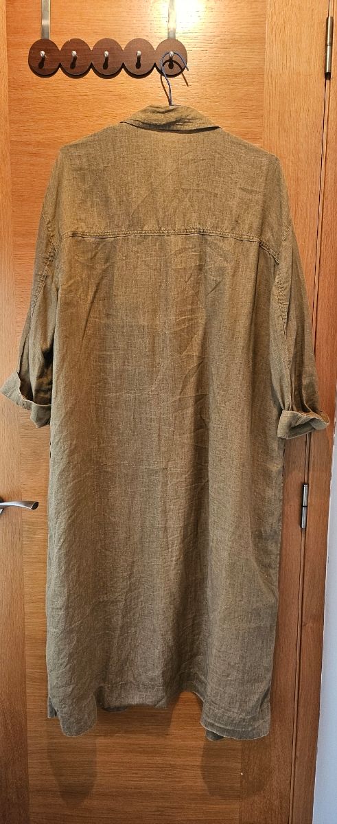 Camisa lino larga - Verde oliva