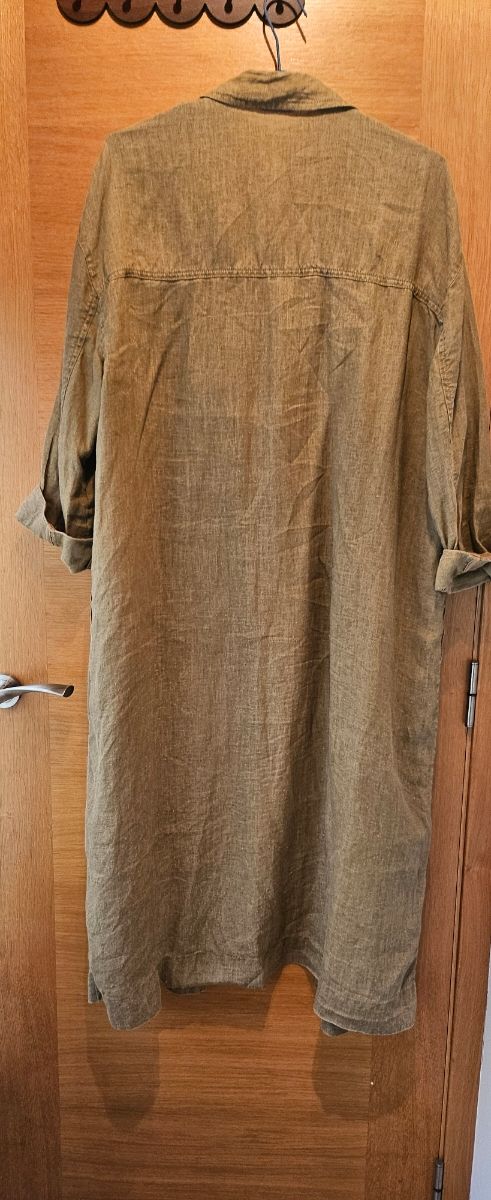 Camisa lino larga - Verde oliva