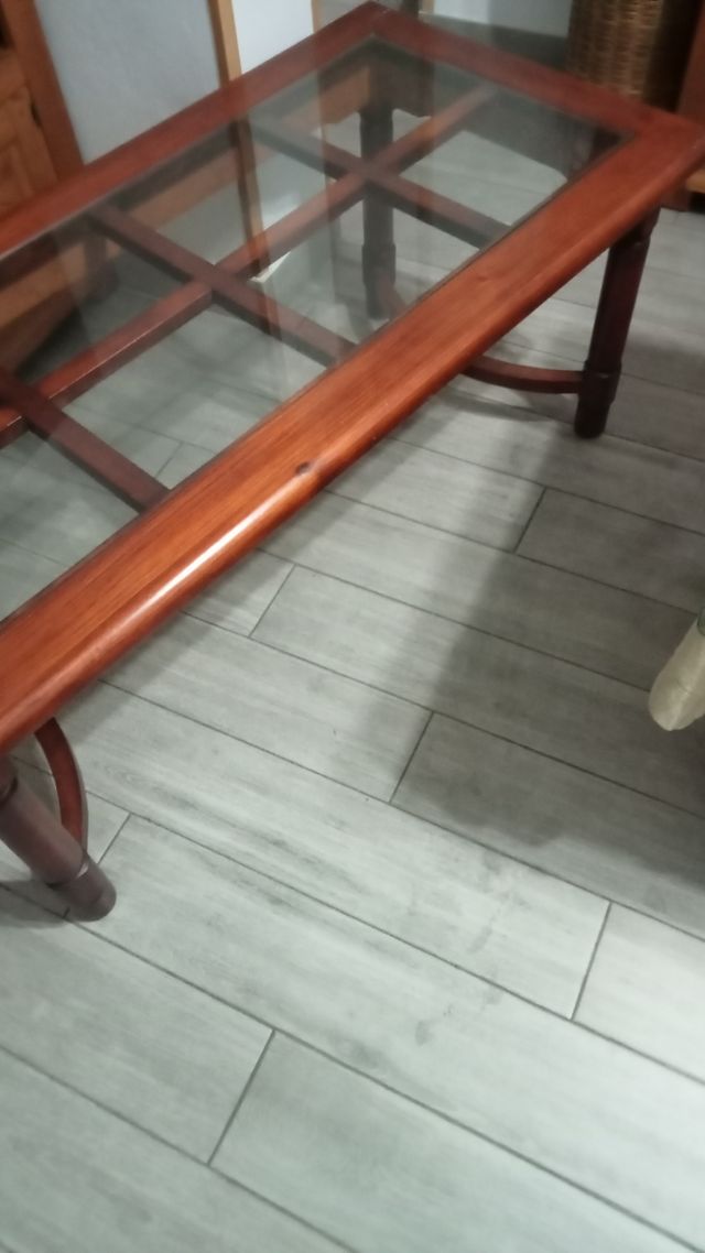 Mesa baja cristal madera