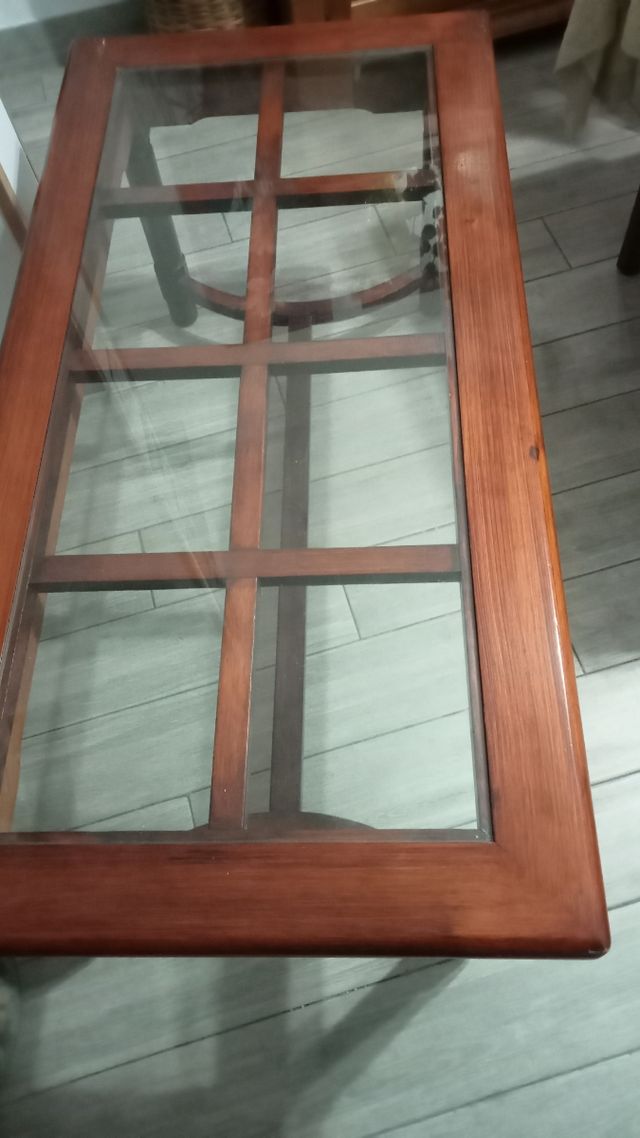 Mesa baja cristal madera