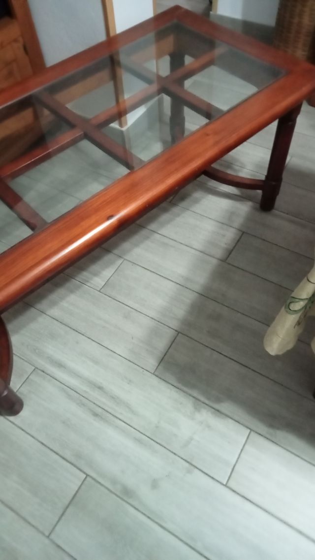 Mesa baja cristal madera