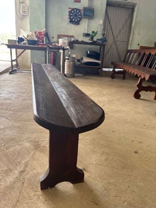 Mesa roble antigua + 2 bancos