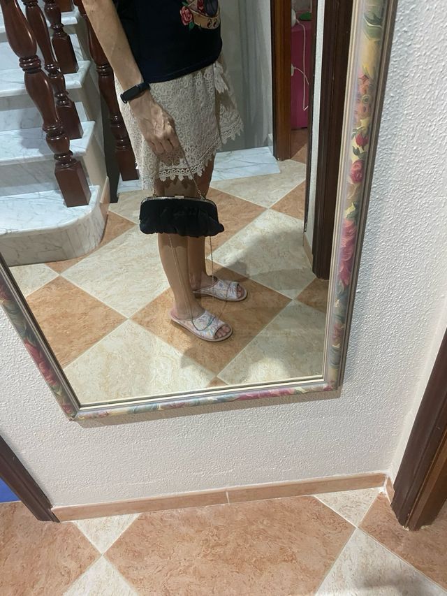 Bolso fiesta negro - Cadena plata