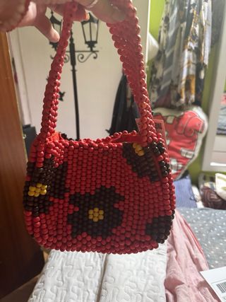 Bolso Mango artesanal - Rojo y marrón
